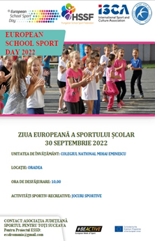 Promovarea conceptului #Fii Activ în cadrul Zilei Europene a Sportului Școlar